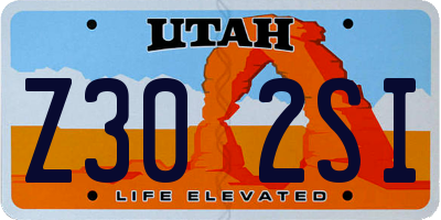 UT license plate Z302SI