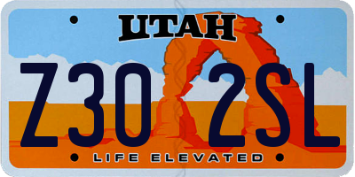 UT license plate Z302SL