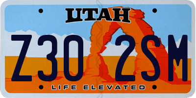 UT license plate Z302SM