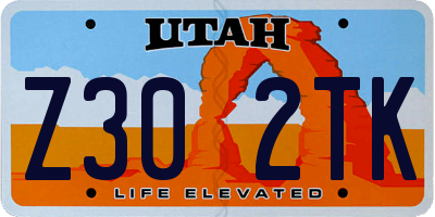 UT license plate Z302TK