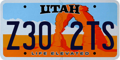 UT license plate Z302TS