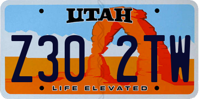 UT license plate Z302TW