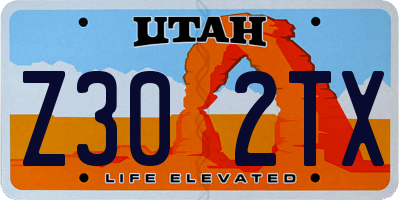 UT license plate Z302TX