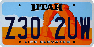 UT license plate Z302UW