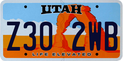 UT license plate Z302WB