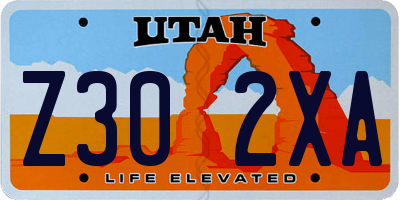 UT license plate Z302XA