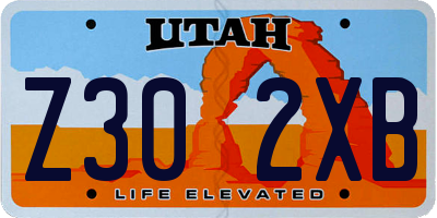 UT license plate Z302XB