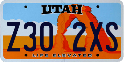 UT license plate Z302XS