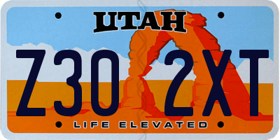 UT license plate Z302XT