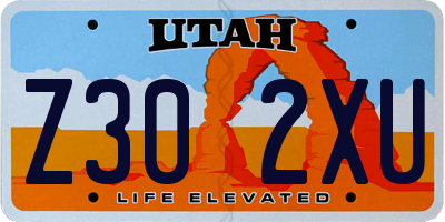 UT license plate Z302XU