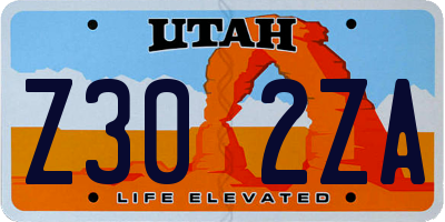 UT license plate Z302ZA