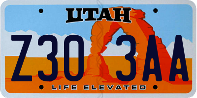 UT license plate Z303AA
