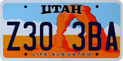 UT license plate Z303BA