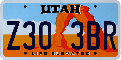 UT license plate Z303BR