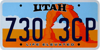 UT license plate Z303CP