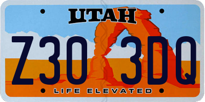 UT license plate Z303DQ