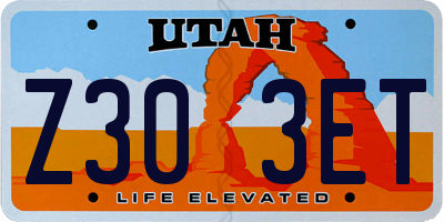 UT license plate Z303ET