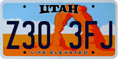 UT license plate Z303FJ