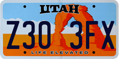 UT license plate Z303FX