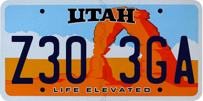 UT license plate Z303GA