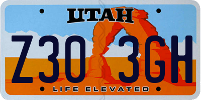UT license plate Z303GH