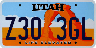 UT license plate Z303GL