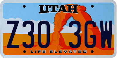 UT license plate Z303GW