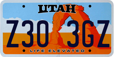 UT license plate Z303GZ