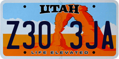 UT license plate Z303JA