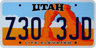 UT license plate Z303JD