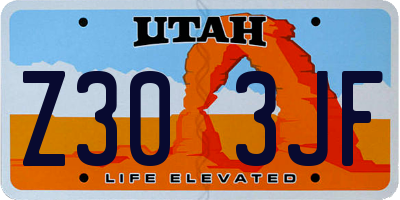 UT license plate Z303JF