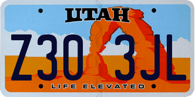 UT license plate Z303JL