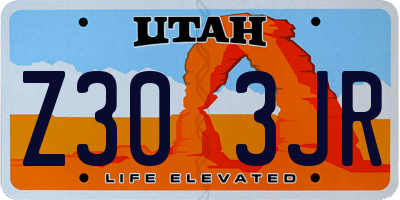 UT license plate Z303JR