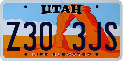 UT license plate Z303JS