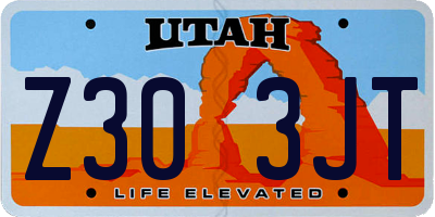 UT license plate Z303JT