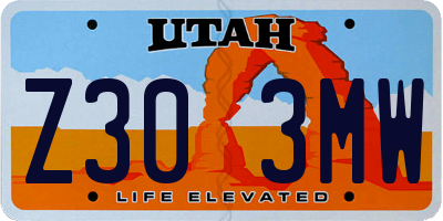 UT license plate Z303MW