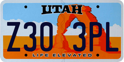 UT license plate Z303PL