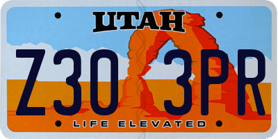 UT license plate Z303PR
