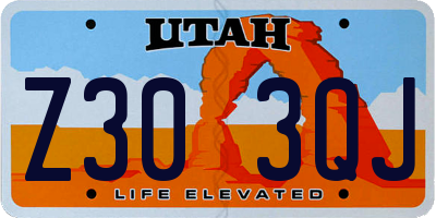 UT license plate Z303QJ