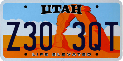 UT license plate Z303QT