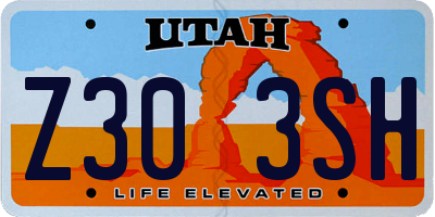 UT license plate Z303SH