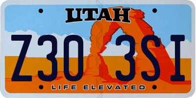 UT license plate Z303SI