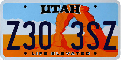 UT license plate Z303SZ