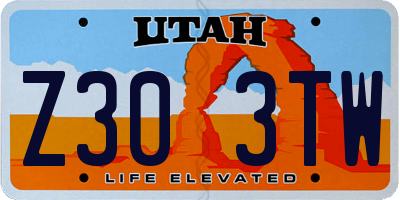 UT license plate Z303TW