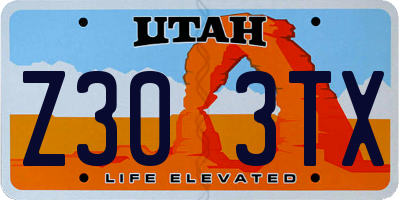 UT license plate Z303TX