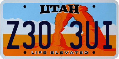 UT license plate Z303UI