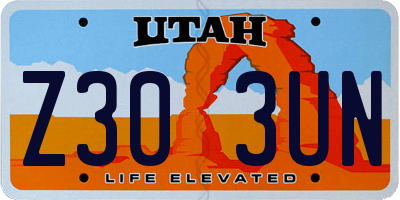 UT license plate Z303UN