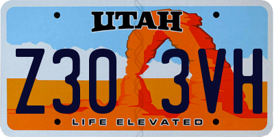 UT license plate Z303VH