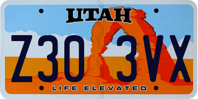 UT license plate Z303VX