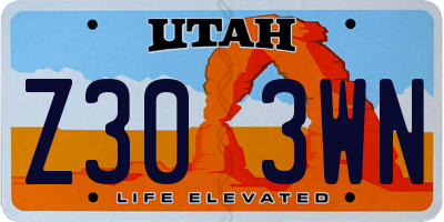 UT license plate Z303WN